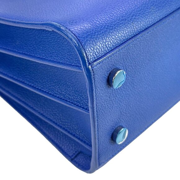 Yves Saint Laurent Sac De Jour Leather Shoulder Bag Blue - Picture 9 of 12